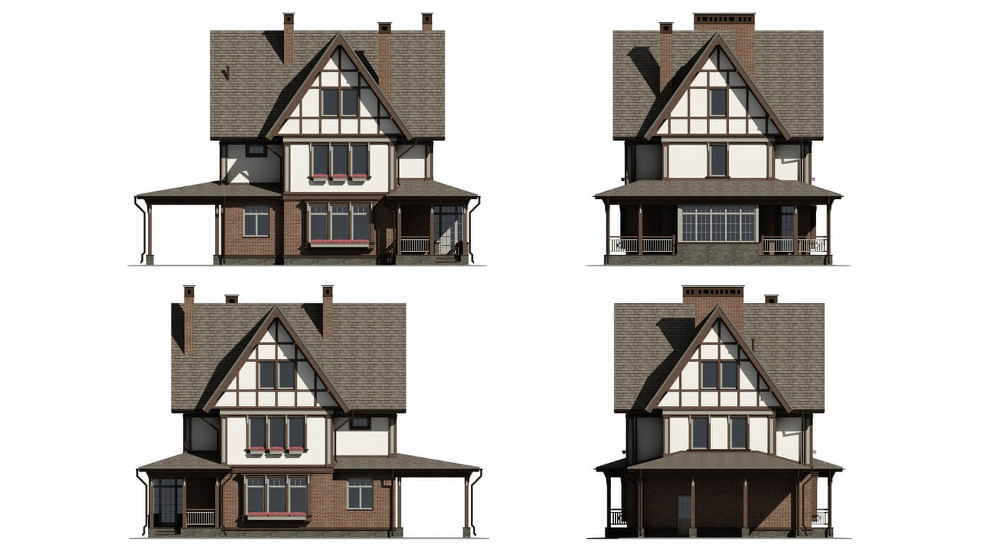 Трехэтажный дом в европейском стиле DK-193-4