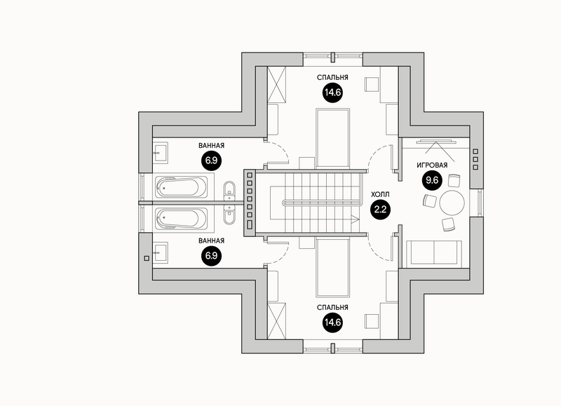 Планирока 3-го этажа в проекте Трехэтажный дом в европейском стиле DK-193