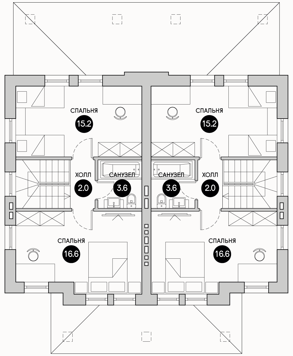 Планирока 2-го этажа в проекте Маленький таунхаус TD-79