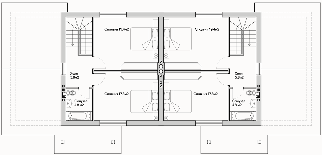 Планирока 3-го этажа в проекте Таунхаус с гаражом TP-185