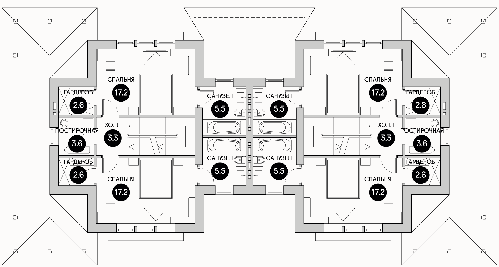 Планирока 2-го этажа в проекте Трехэтажный таунхаус TD-180