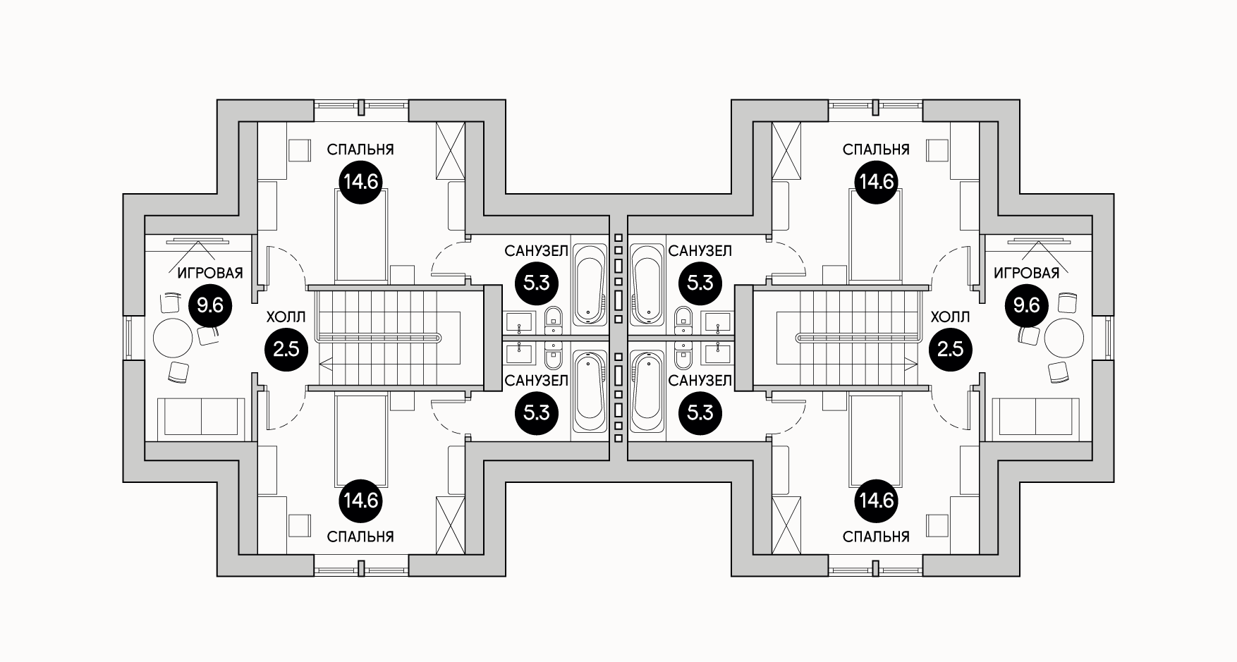 Планирока 3-го этажа в проекте Трехэтажный таунхаус TD-180