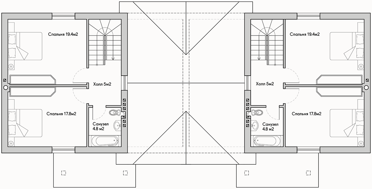 Планирока 3-го этажа в проекте Трехэтажный таунхаус с гаражом TP-210